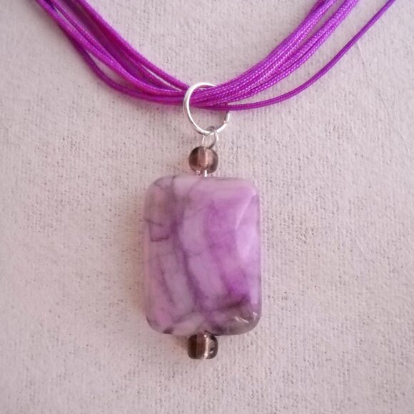 Plum Purple Ocean Jasper Earrings Necklace Set Handmade Beaded Gemstone Pierced - Picture 2 of 7